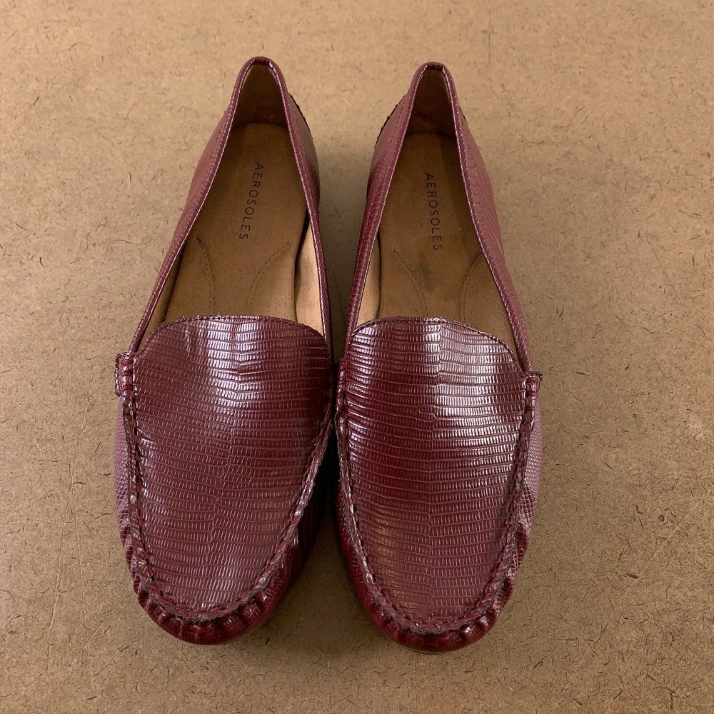 Aerosoles Women's Shoe Size 9.5W Wine Snake Print Over Drive Loafers New